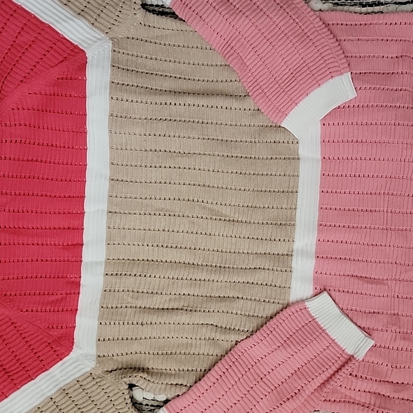 Calvin Klein Pointelle Block Striped Sweater - Picture 3 of 6